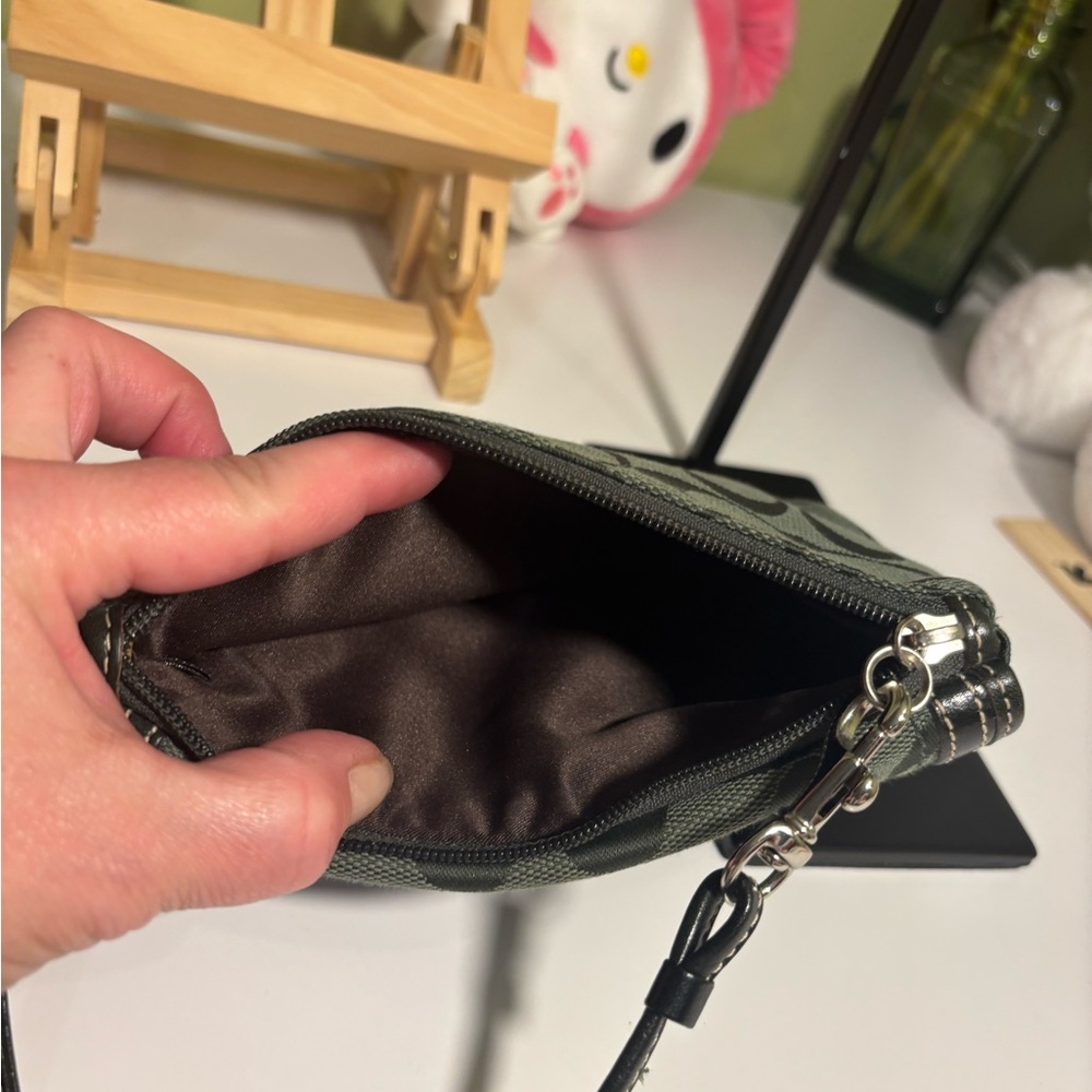 Coach Dark Green Clutch with Silver Accents - Picture 4 of 4